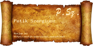 Petik Szergiusz névjegykártya